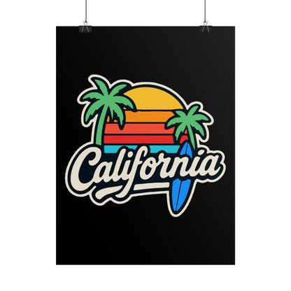 California Surf Vibes Rolled Poster, Beach Decor, Wall Art, Summer Gift, California Love, Tropical Art Print