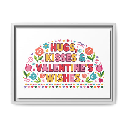 Hugs Kisses & Valentine's Wishes - Framed Canvas