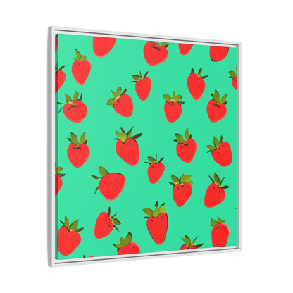 Strawberry Pattern - Framed Canvas
