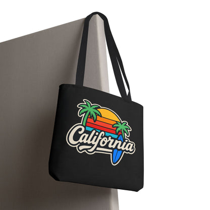 California Retro Tote Bag - Beach Vibes, Summer Accessory, Travel Bag, Gift for Friends, Eco-Friendly Shopping