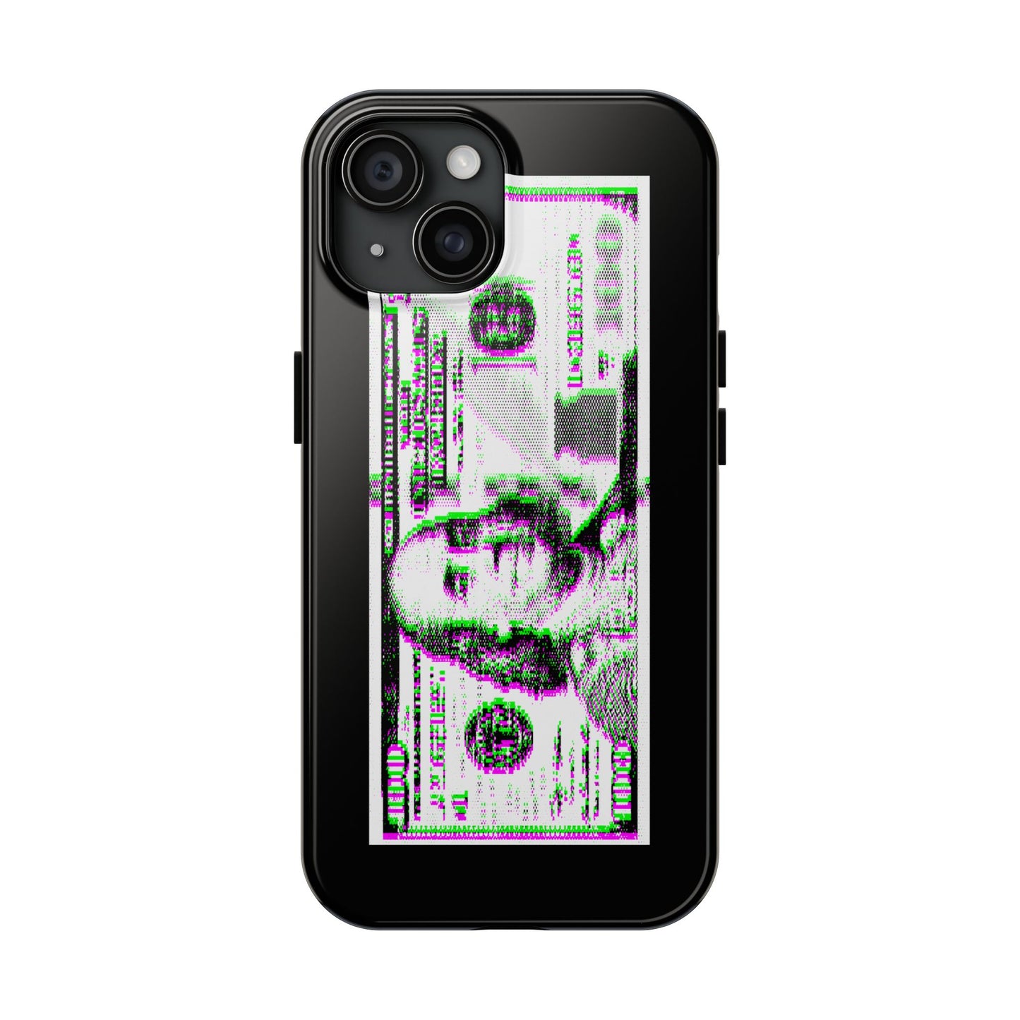 100 Dollars Bill - Green/Magenta Glitch - Phone Case