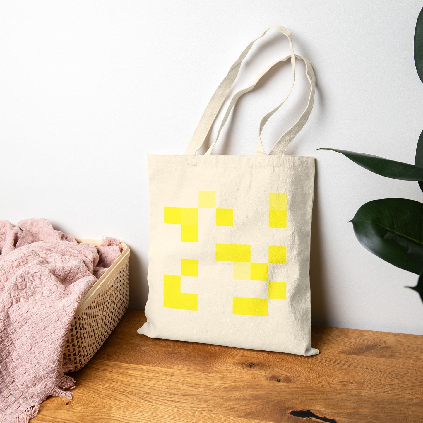 Yellow Pixel Grid - Tote Bag