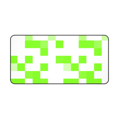 Lime Green Pixel Grid - Desk Mat
