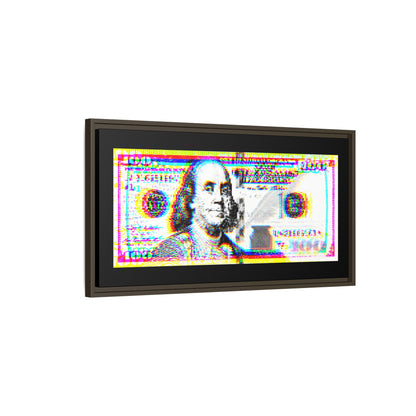 100 Dollars Bill - Neon Color Explosion - Framed Canvas