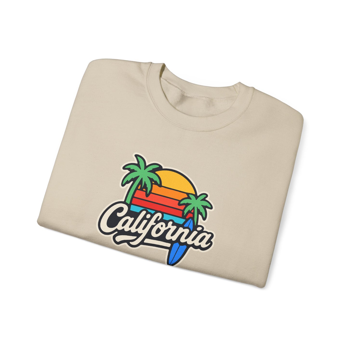 California Sunset Crewneck Sweatshirt, Cozy Sweatshirt, Unisex Pullover, Graphic Tee, Beach Lifestyle Apparel, Casual Wear, Gift for Him/Her