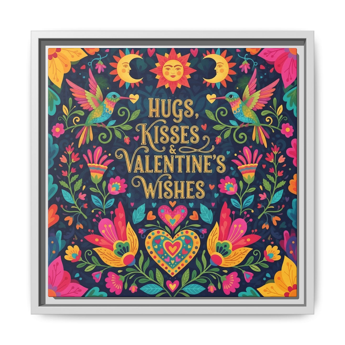 Hugs, Kisses & Valentine’s Wishes - Framed Canvas