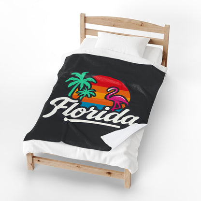 Florida Sunset Palm - Plush Blanket