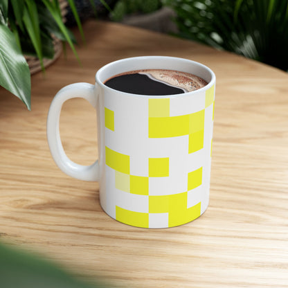 Yellow Pixel Grid - Mug