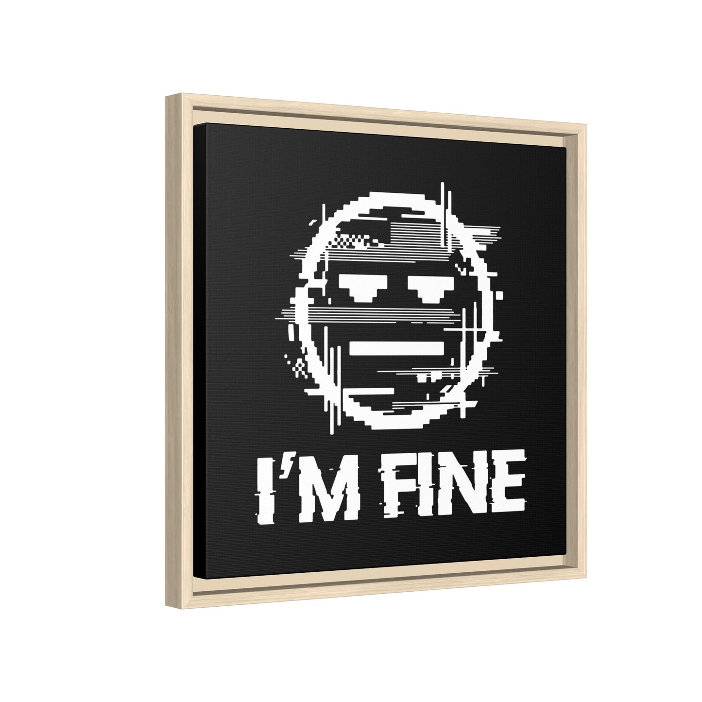I’m Fine Glitched Smiley - Framed Canvas