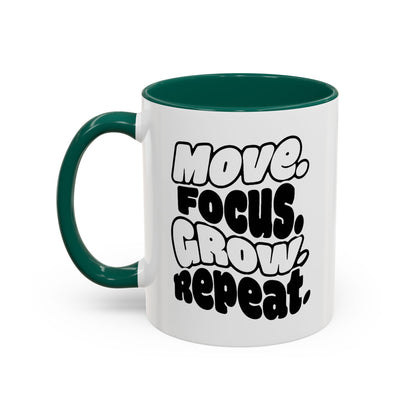 Move. Focus. Grow. Repeat. - Colorful Mug