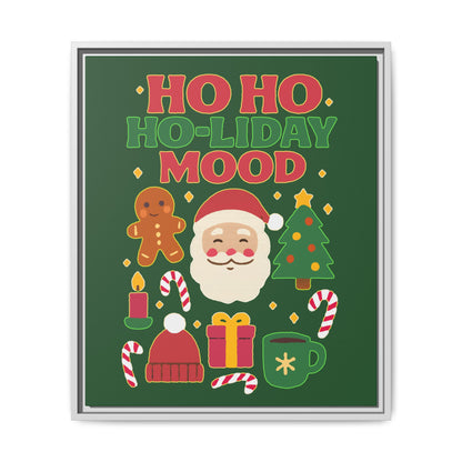 Framed Canvas Art, Festive Holiday, Cheerful Wall Art for Christmas, Santa Decor, Ho Ho Ho Seasonal Gift, Holiday Mood Wall Art