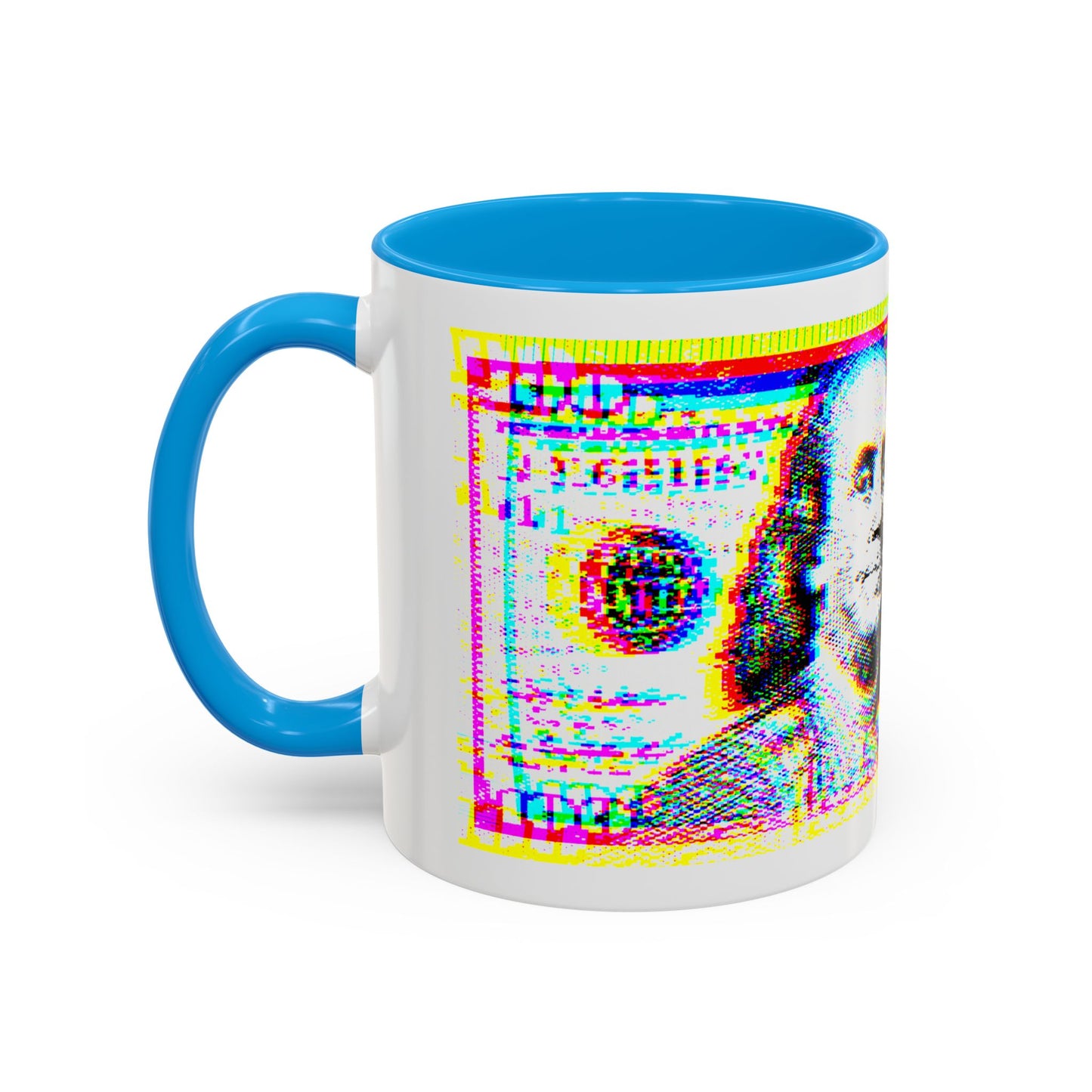 100 Dollars Bill - Neon Color Explosion - Color Accent Mug