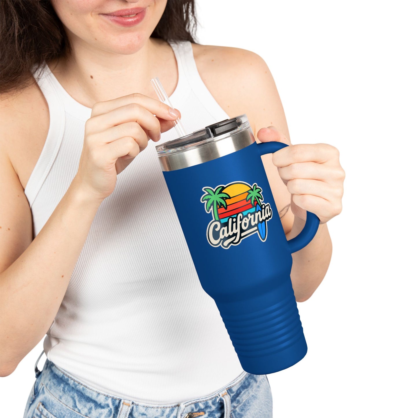 California Insulated Travel Mug - 40oz, Perfect for Road Trips, Outdoor Adventures, Gift for Travelers, Beach Lovers, Summer Vibes