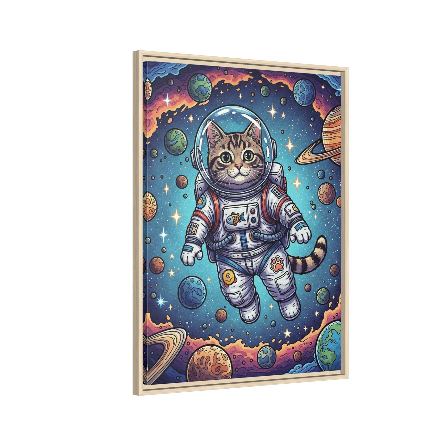 Astronaut Cat - Framed Canvas