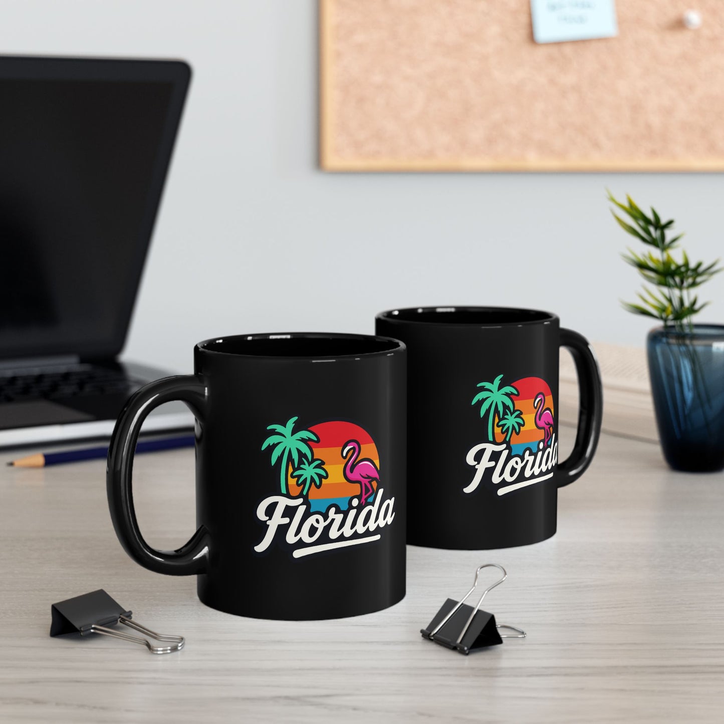 Florida Sunset Palm - Black Mug