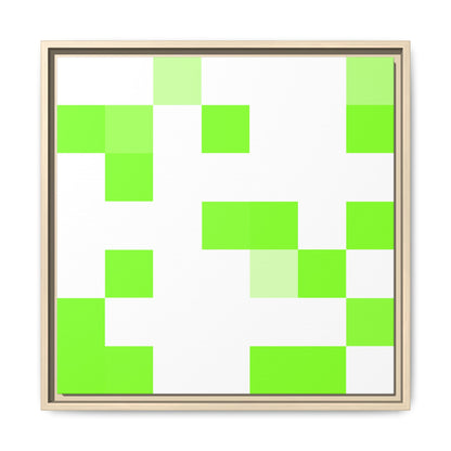 Lime Green Pixel Grid - Framed Canvas