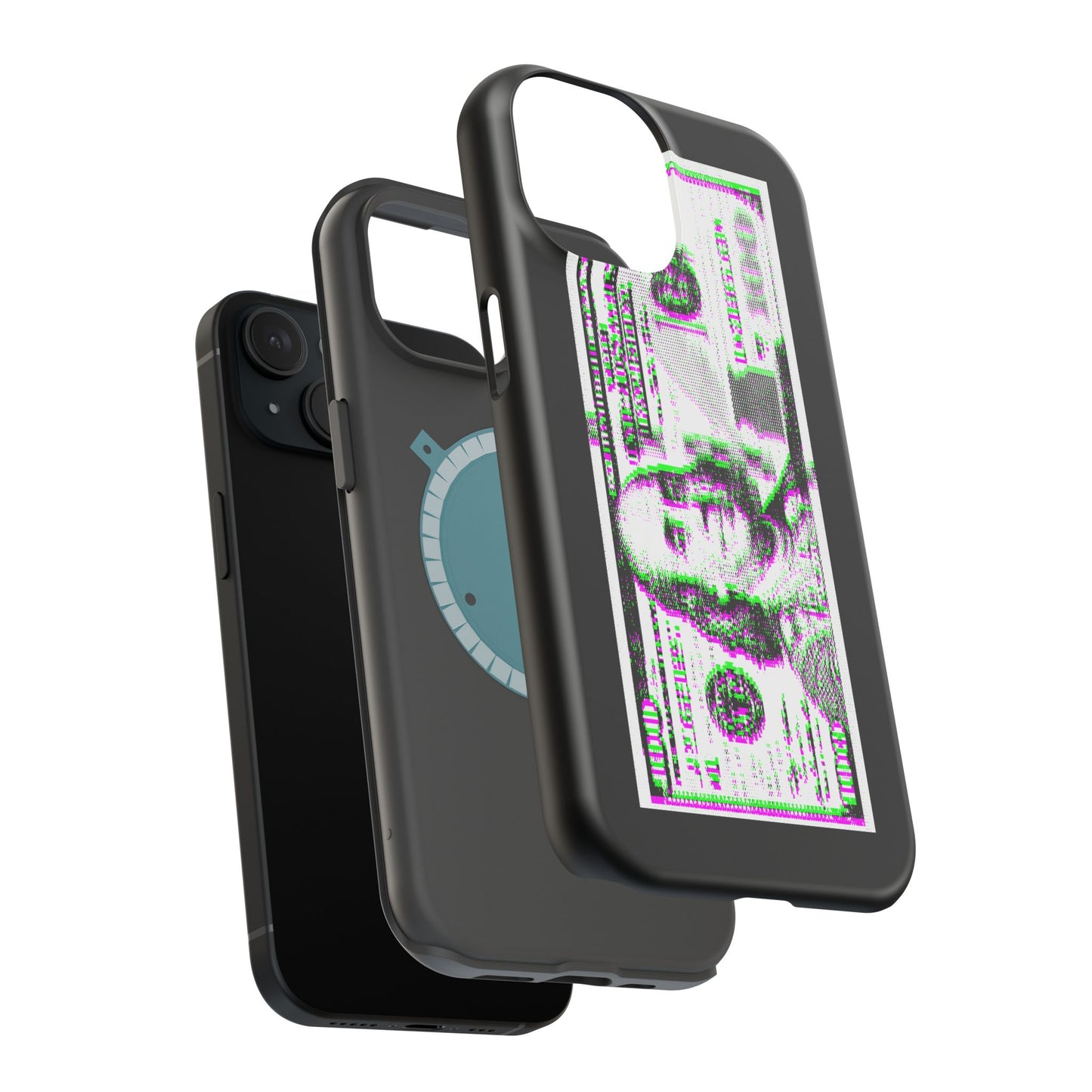 100 Dollars Bill - Green/Magenta Glitch - Magnetic Phone Case