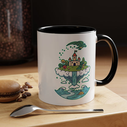 Floating Castle Dragon - Magical Fantasy Island - Color Accent Mug