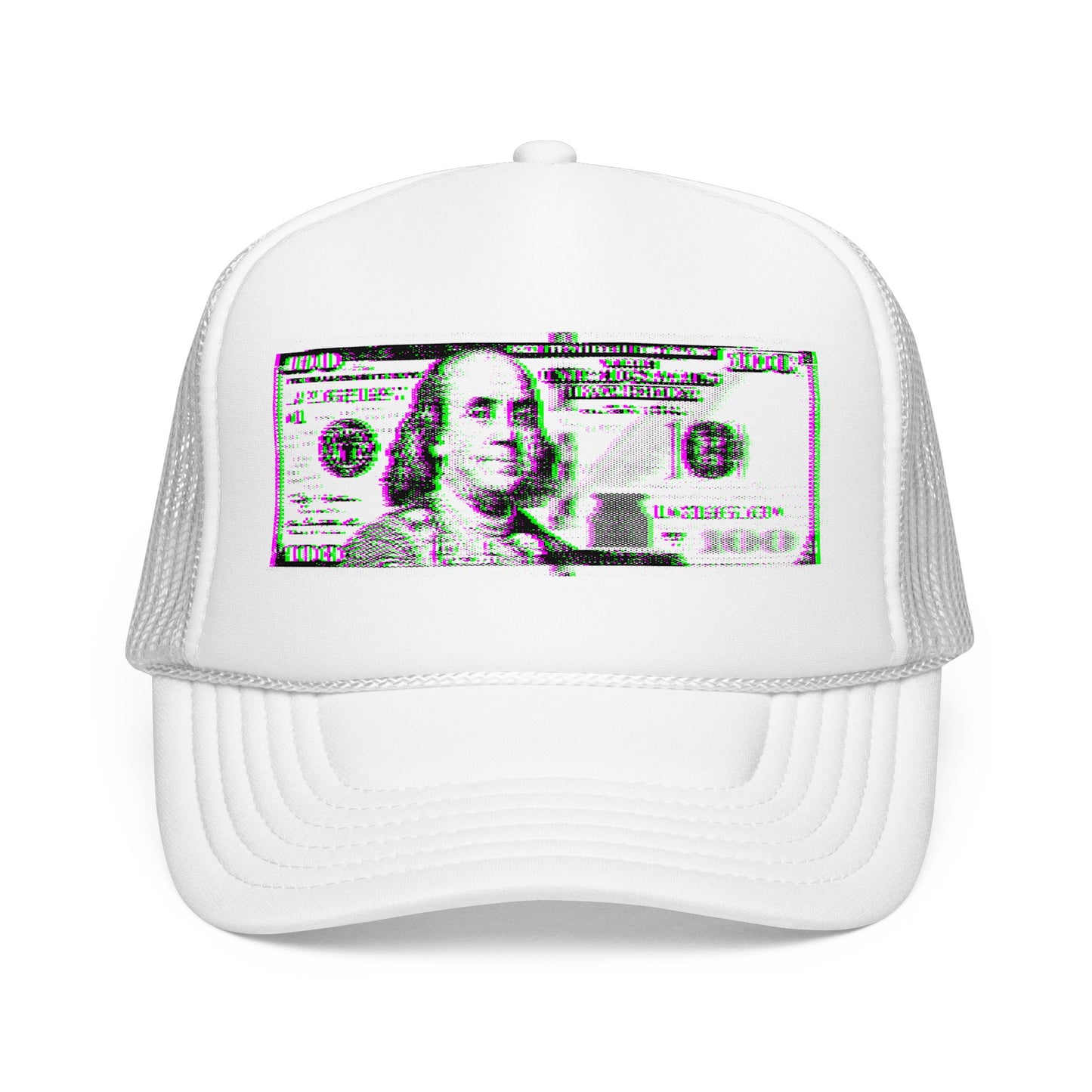 100 Dollars Bill - Green/Magenta Glitch - Cap