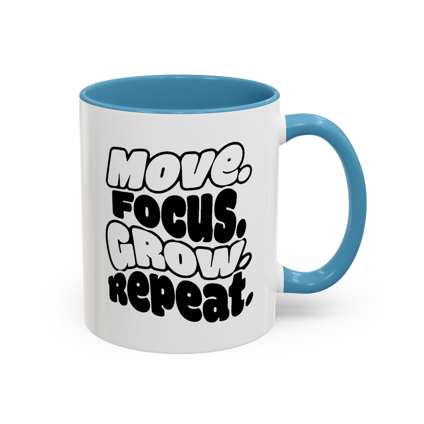 Move. Focus. Grow. Repeat. - Color Accent Mug