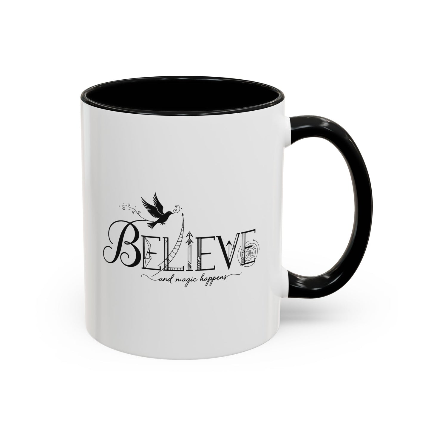 Believe and Magic Happens - Color Accent Mug