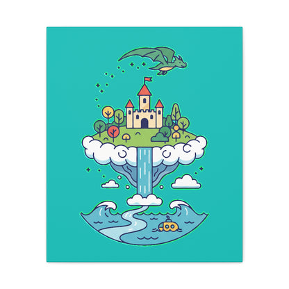 Floating Castle Dragon - Magical Fantasy Island - Canvas