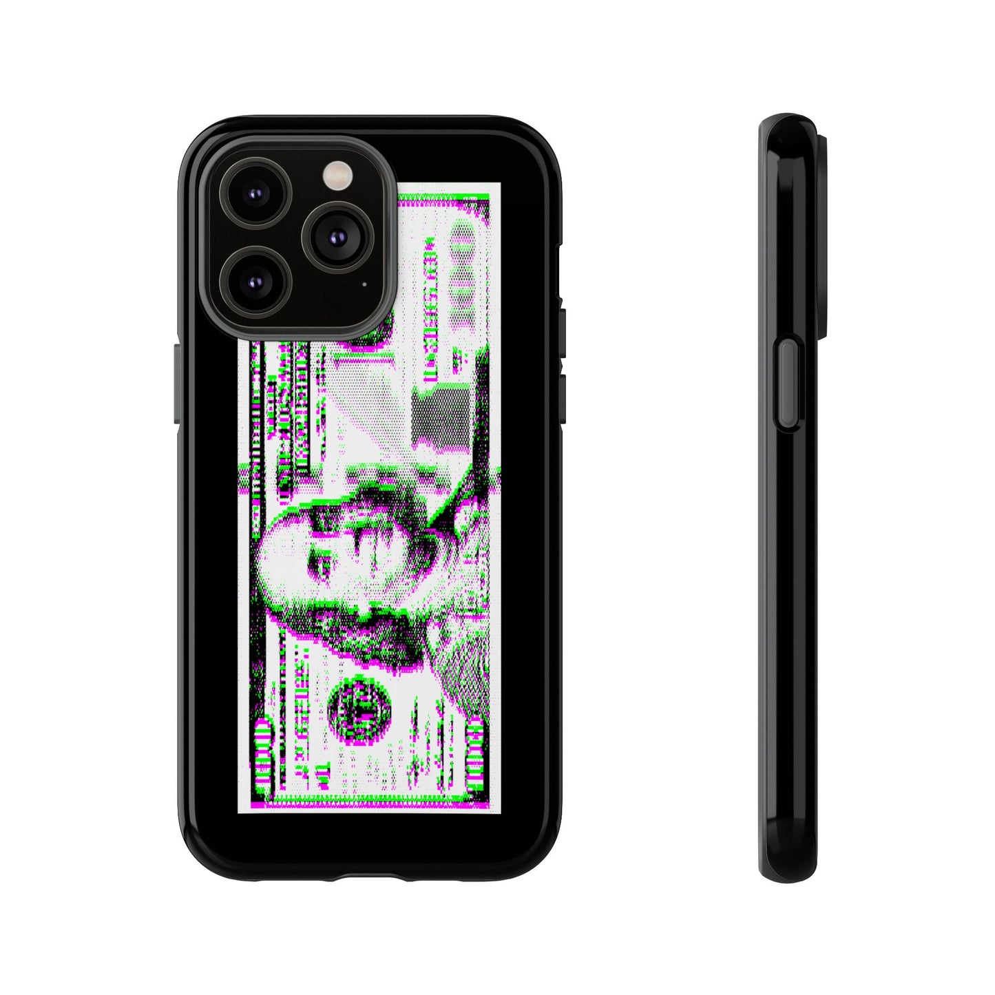 100 Dollars Bill - Green/Magenta Glitch - Phone Case