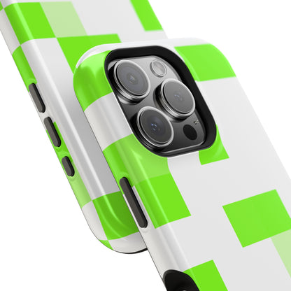Lime Green Pixel Grid - Magnetic Phone Case