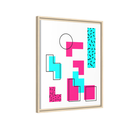 Retro Geometric Vibes - Framed Canvas