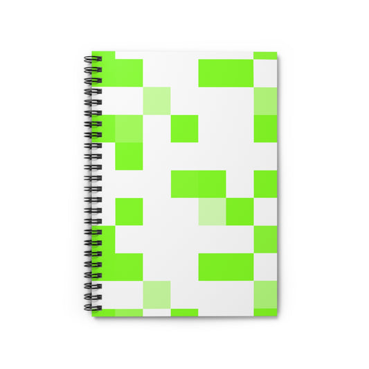 Lime Green Pixel Grid - Spiral Notebook
