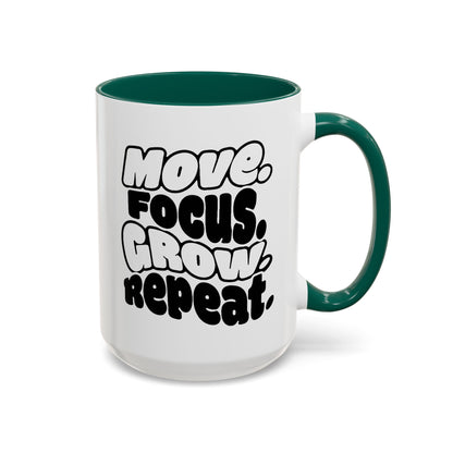Move. Focus. Grow. Repeat. - Colorful Mug
