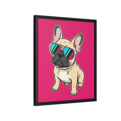 French Bulldog with Sunglasses - Framed Canvas