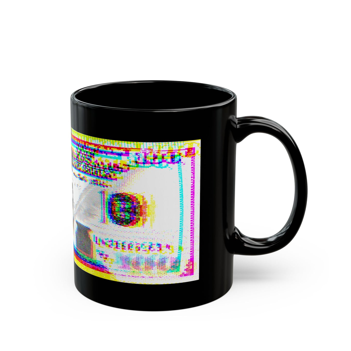 100 Dollars Bill - Neon Color Explosion - Black Mug