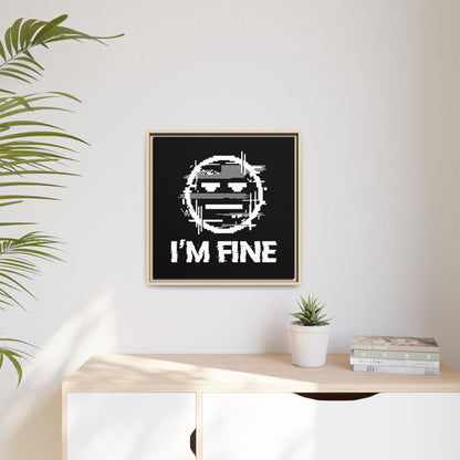 I’m Fine Glitched Smiley - Framed Canvas