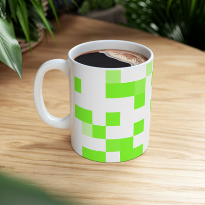 Lime Green Pixel Grid - Mug