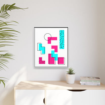 Retro Geometric Vibes - Framed Canvas