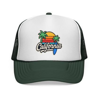 California Sunset Trucker Cap, Summer Hat, Beach Apparel, Gift for Him/Her, Fun Outdoor Accessory