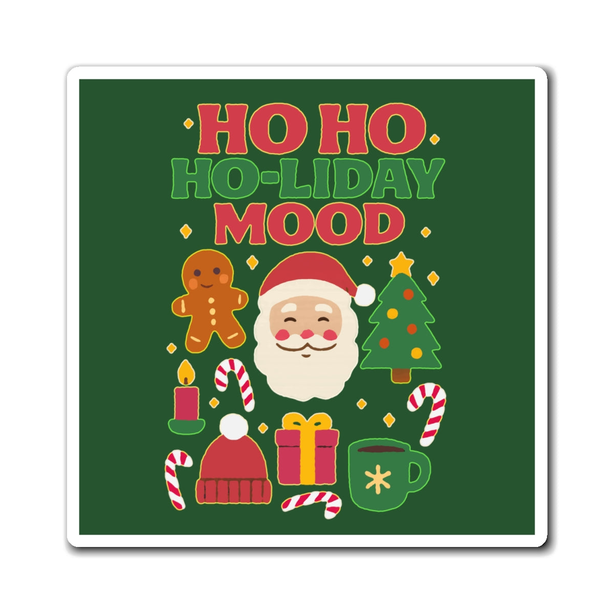 Festive Holiday Magnets, Ho Ho Ho-liday Mood, Christmas Decor, Kitchen Magnet, Gift Idea, Winter Decoration