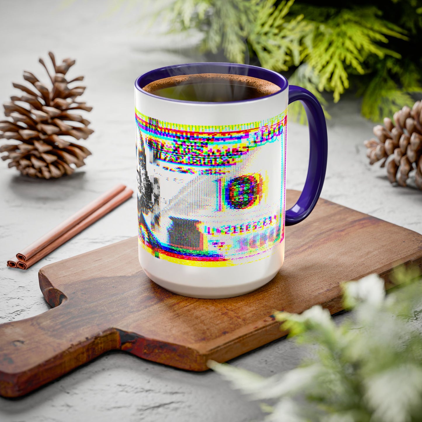 100 Dollars Bill - Neon Color Explosion - Color Accent Mug