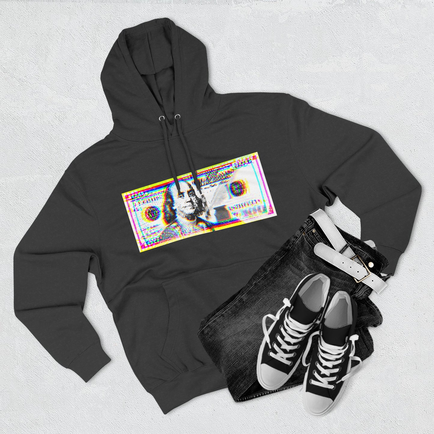 100 Dollars Bill - Neon Color Explosion - Hoodie
