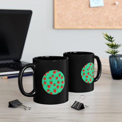 Strawberry Pattern - Black Mug