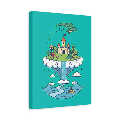 Floating Castle Dragon - Magical Fantasy Island - Canvas