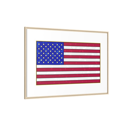 New Glory American Flag (Gold Edge Edition) - Framed Canvas