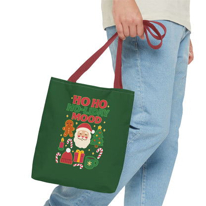 Festive Holiday Tote Bag, Christmas Bag, Santa Gift Bag, Ho Ho Ho Mood, Seasonal Shopping Tote, Cute Winter Accessory