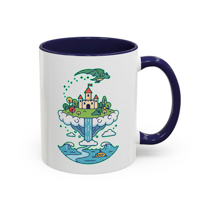 Floating Castle Dragon - Magical Fantasy Island - Color Accent Mug