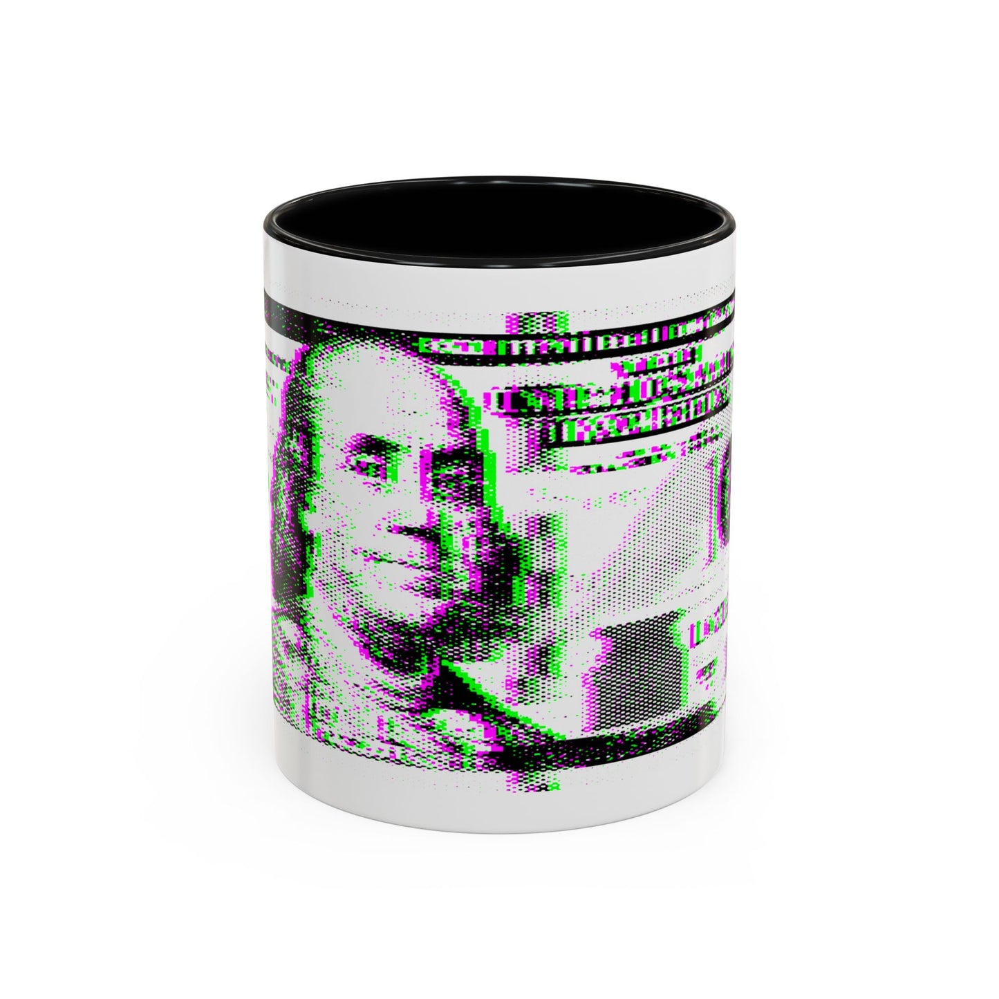 100 Dollars Bill - Green/Magenta Glitch - Color Accent Mug