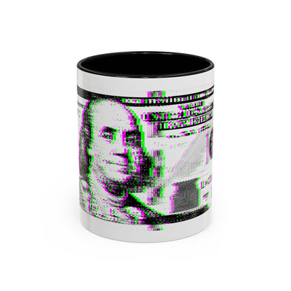 100 Dollars Bill - Green/Magenta Glitch - Color Accent Mug