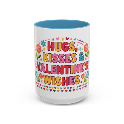 Hugs, Kisses & Valentine’s Wishes - Color Accent Mug
