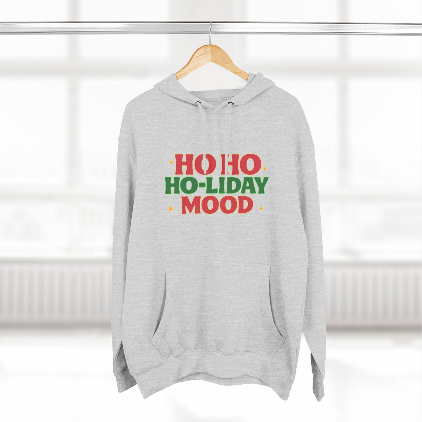 Festive Fleece Hoodie, Ho Ho Ho-liday Mood, Eye-catching Design for Holidays