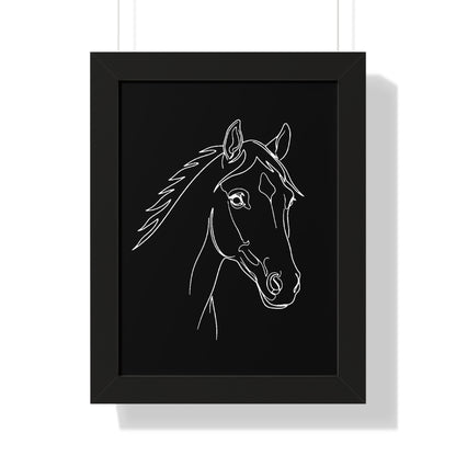 Horse Portrait Sketch - Framed Poster